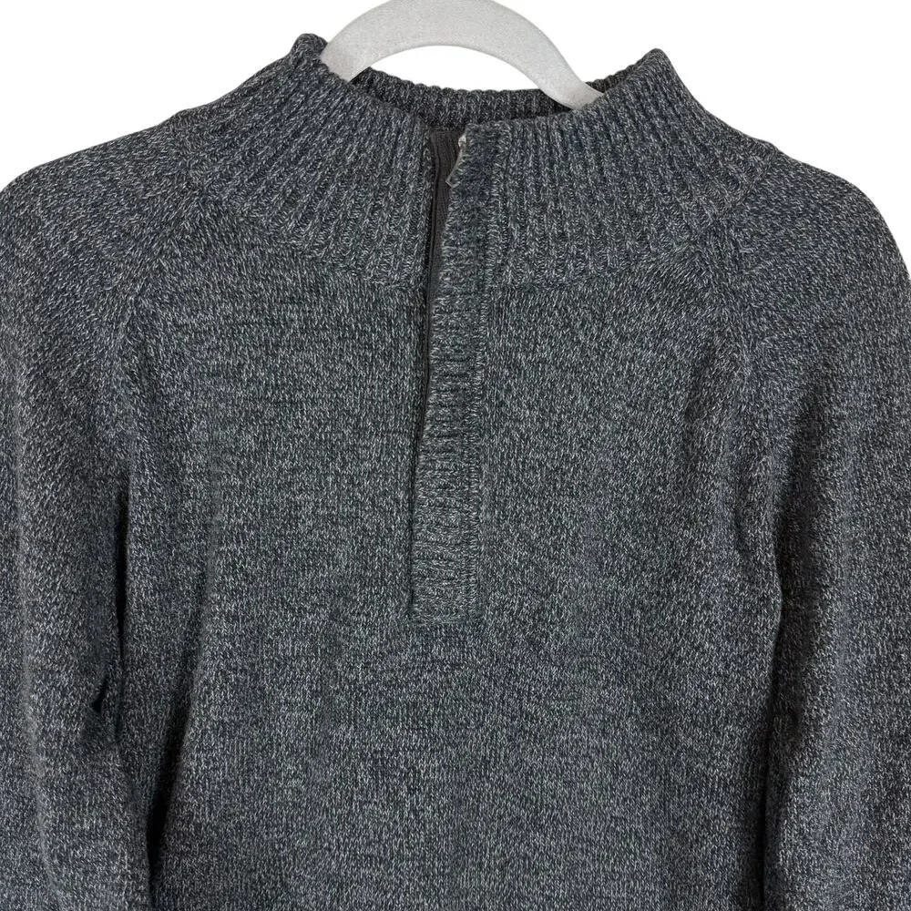 Weatherproof Vintage Sweater Mens Large Charcoal‎ Quarter Zip Knitted Cotton